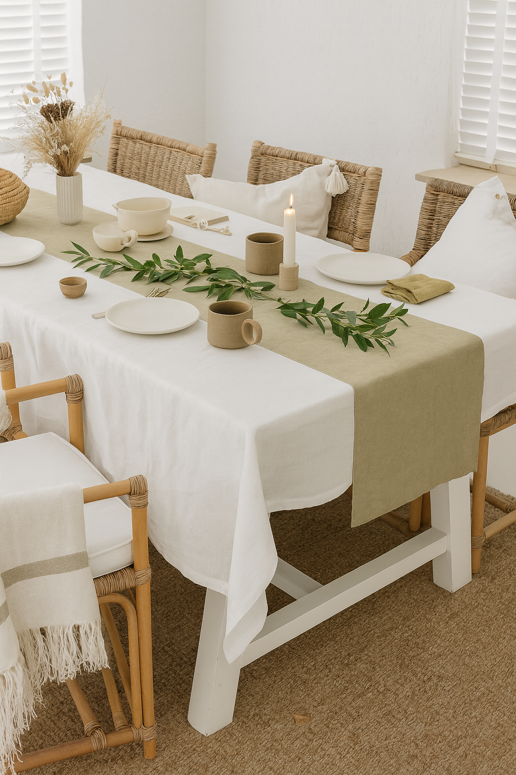 Pure Linen Tablecloth – White