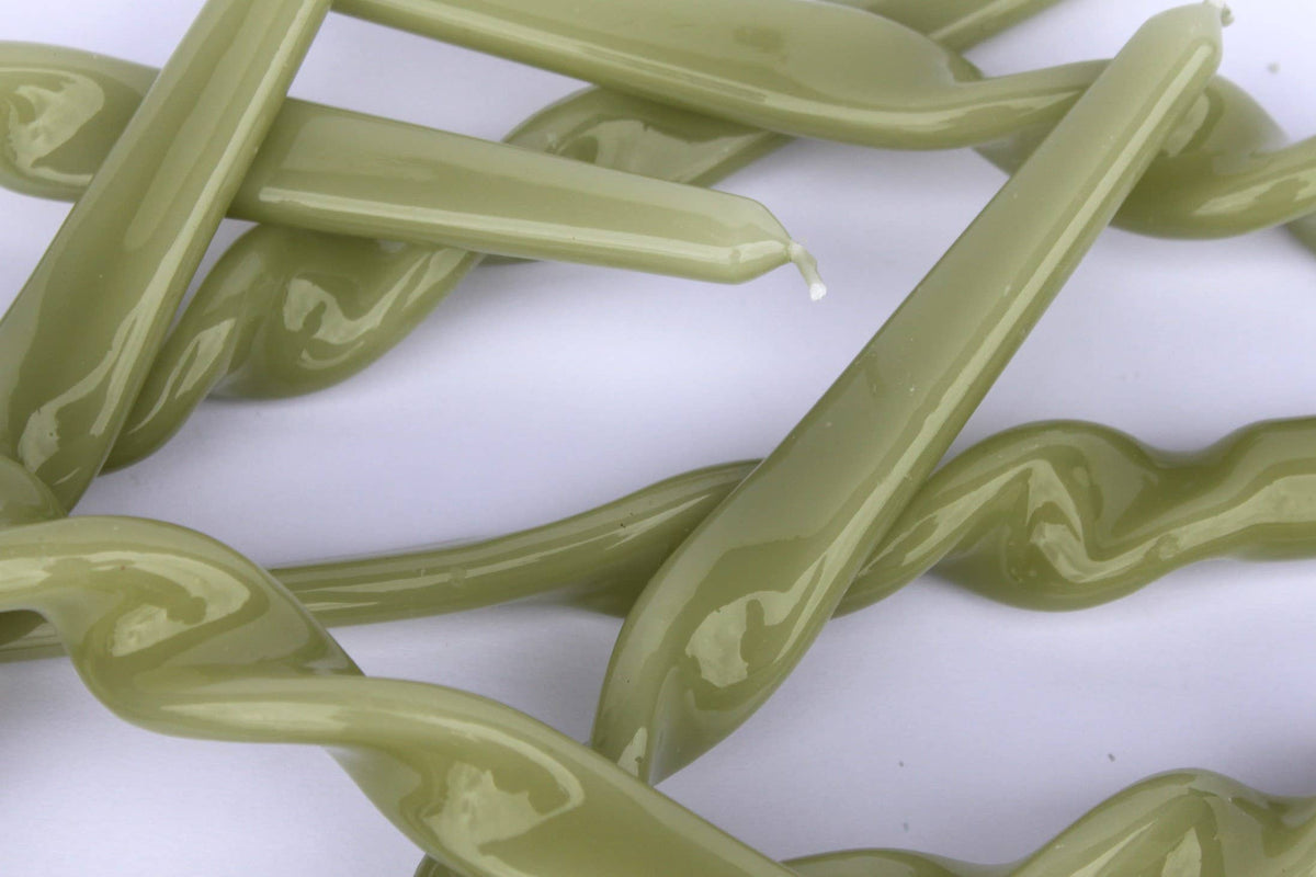 Glossy Taper Candle – Leaf Green