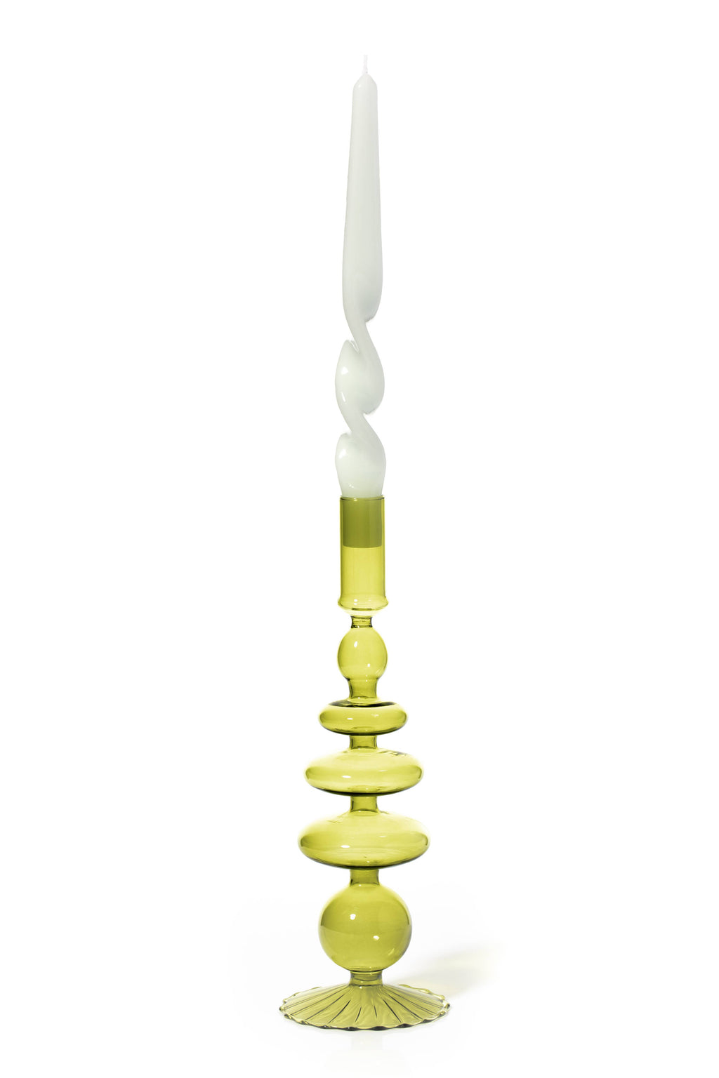 Glass Taper Holder – Pear Green - Set of 2